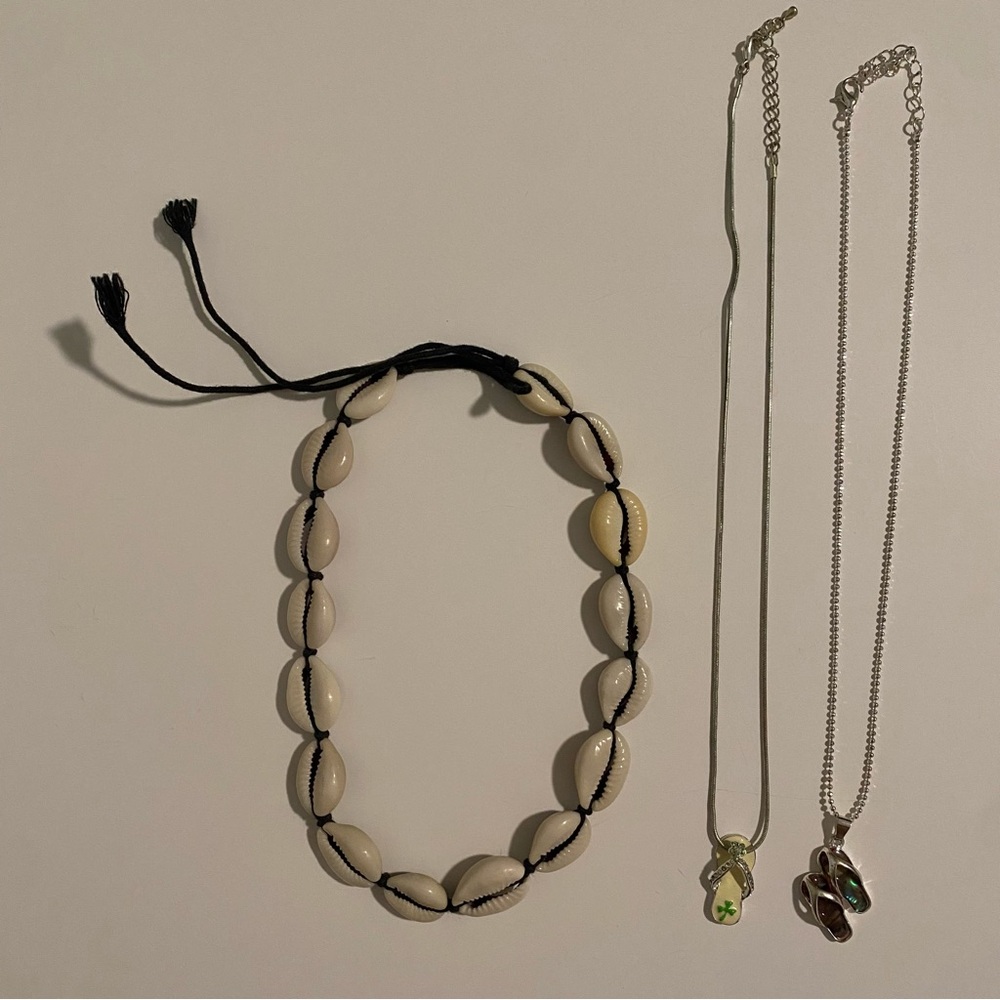 Fun Summer Necklaces Irish & Iridescent Flip Flops, Classic Vintage Shell